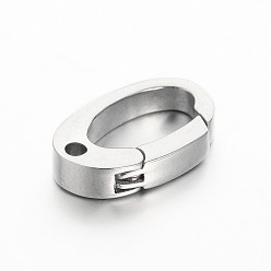 Stainless Steel Color 304 Stainless Steel Keychain Clasp Findings, Stainless Steel Color, 15x9.5x3mm, hole: 1.5mm