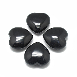 Obsidienne Coeur d'obsidienne naturelle pierres d'amour, pierres de palme de poche pour équilibrer le reiki, 39~41x40~40.5x17~19mm