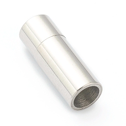 Stainless Steel Color 304 Stainless Steel Magnetic Clasps with Glue-in Ends, Column, Stainless Steel Color, 19mm, Hole: 5mm