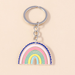 Colorido Llavero con colgante de arcoíris acrílico, llavero de hierro, colorido, 8 cm