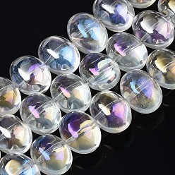Clear AB Electroplate Glass Beads Strand, AB Color, Oval, Clear AB, 10.5~11.5x14x10mm, Hole: 1mm, about 57~59pcs/strand, 24.41 inch~ 25.20 inch(62~64cm)