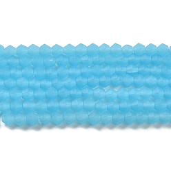 Светло-Голубой Нити бусин из матового нефрита, имитация нефрита, граненые двухконусные, Небесно-голубой, 4.5x3.5~4 мм, отверстие : 1 мм, около 87~89 шт / нитка, 13.98''~13.39'' (33.5~34 см)