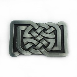 Bronze Boucles d'alliage de zinc, attache de ceinture pour hommes, rectangle avec noeud, gris anthracite, 56x90mm
