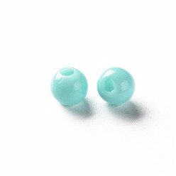 Turquoise Pâle Perles acryliques opaques, ronde, turquoise pale, 6x5mm, Trou: 1.8mm, environ4400 pcs / 500 g