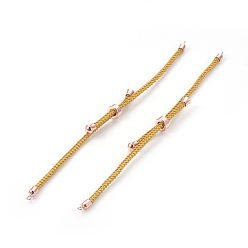Verge D'or Fabrication de bracelet coulissant en cordon de nylon réglable, avec les accessoires en laiton, plaqué longue durée, Véritable rose or plaqué, verge d'or, 8-5/8 pouce (22 cm), 2~3.5mm, Trou: 1.5mm