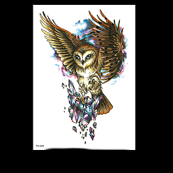Coffee Owl Pattern Removable Temporary Water Proof Tattoos Paper Stickers, Coffee, 21x14.8cm