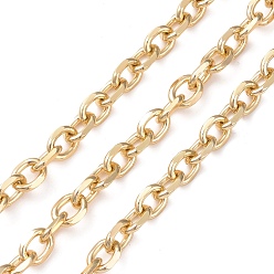 Golden Oval Oxidation Aluminum Cable Chains, Unwelded, Golden, Link: 9x7.5x2mm, about 30 yards/roll