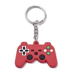 FireBrick PVC Game Controller Keychain, with Platinum Iron Ring Findings, FireBrick, 8.05cm