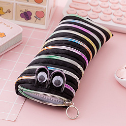 Colorful Polyester Cloth Storage Pen Bags, with Zip Lock,  Office & School Supplies, Inchworm-shaped, Colorful, 210x90mm