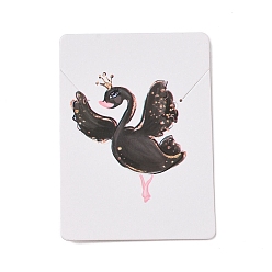 Swan Rectangle Paper Necklace Display Cards, Jewelry Display Cards for Necklace Storage, White, Swan Pattern, 7x5x0.05cm, Hole: 1mm