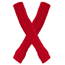 Brique Rouge Gants sans doigts à tricoter en fil de fibre acrylique, longs gants chauds d'hiver avec trou pour le pouce, firebrick, 500x75mm