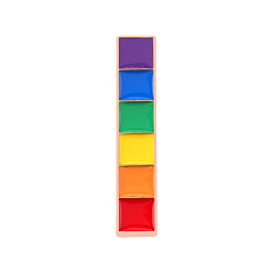 Colorful Rainbow Pride Flag Rectangle Enamel Pin, Alloy Badge for Backpack Clothes, Rose Gold, Colorful, 32.7x4.8mm