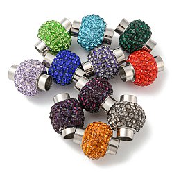 Mixed Color 304 Stainless Steel Magnetic Clasps, with Polymer Clay Rhinestone Beads, Grade A, Rondelle, Mixed Color, 18x16mm, Inner Diameter: 6mm