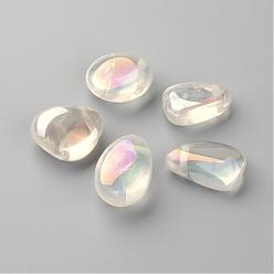 Cristal de cuarzo Perlas de cristal de cuarzo natural, color de ab chapado, pepitas, 29~33x21~26x12~18 mm, agujero: 2~3 mm