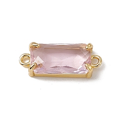Light Amethyst Transparent K9 Glass Connector Charms, with Light Gold Plated Brass Findings, Faceted, Rectangle Links, Light Amethyst, 20.5x8x4.5mm, Hole: 1.5mm