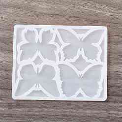 White DIY Butterfly Shape Ornament Silicone Molds, Resin Casting Molds, for UV Resin, Epoxy Resin Jewelry Making, White, 70x88x5mm, Inner Diameter: 31.5~32.5x34~43mm