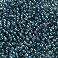 (1852) Denim Blue Lined Crystal Rainbow Toho perles de rocaille rondes, perles de rocaille japonais, (1852) arc-en-ciel de cristal doublé bleu denim, 8/0, 3mm, Trou: 1mm, environ1110 pcs / 50 g