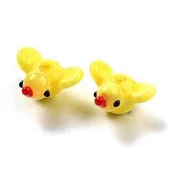 Yellow Handmade Lampwork Beads, Duck, Yellow, 15~17x14~16x7~9mm, Hole: 1.2~2mm
