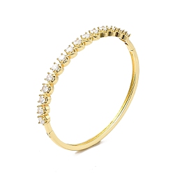 Прозрачный Шарнирный браслет с кубическим цирконием, золотые латунные украшения для женщин, прозрачные, внутренний диаметр: 2-3/8 дюйм (5.95 см)