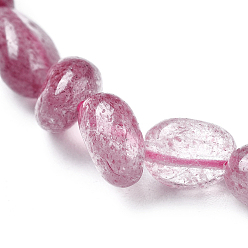 Quartz Fraise Bracelets extensible de perle de quartz de fraise naturelle, pierre tombée, nuggets, diamètre intérieur: 2~2-1/4 pouce (5.2~5.6 cm)