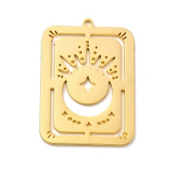 Golden 201 Stainless Steel Pendants, Rectangle with Star and Moon, Golden, 31.5x22.5x1mm, Hole: 1.6mm