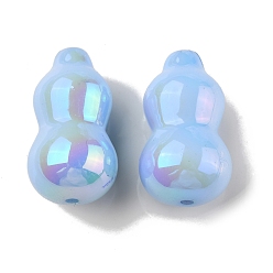 Light Sky Blue UV Plating Transparent Acrylic Beads, Iridescent, Gourd, Light Sky Blue, 20.5x12x11.5mm, Hole: 1.6mm