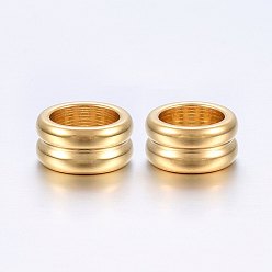 Golden 304 Stainless Steel Grooved Beads, Large Hole Beads, Column, Golden, 12x6mm, Hole: 8mm