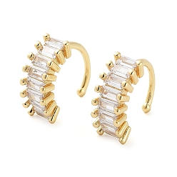 Real 18K Gold Plated Brass Micro Pave Cubic Zirconia Cuff Earrings for Women, Real 18K Gold Plated, 14.5x6mm