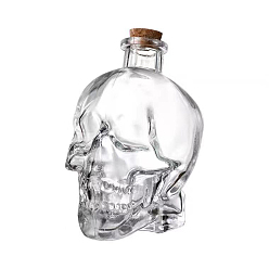 Clear Skull Glass Wine Bottle, with  Cork, Clear, 6x9cm, Capacity: 120ml(4.06fl. oz)