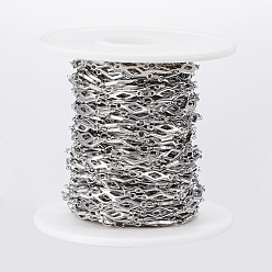 Stainless Steel Color 304 Stainless Steel Chains, Soldered, with Spool, Prismatic, Stainless Steel Color, 12.5x4x1mm, about 32.8 Feet(10m)/roll