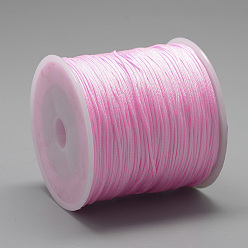 Pink Fil de nylon, corde à nouer chinoise, rose, 0.8mm, environ 109.36 yards (100m)/rouleau