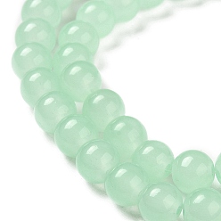 Vert Clair Cuisson imitation peinte jade verre brins de perles rondes, vert clair, 8.5~9mm, Trou: 1.5mm, Environ 105 pcs/chapelet, 31.8 pouce
