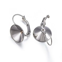 Stainless Steel Color 201 Stainless Steel Leverback Earring Findings, with 304 Stainless Steel Earring Hooks, Stainless Steel Color, 22x14.5x16mm, Tray: 14mm, Pin: 0.8mm