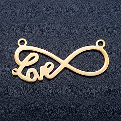 Golden 201 Stainless Steel Pendants, Infinity with Word Love, For Valentine's Day Jewelry Making, Golden, 13.5x29.5x1mm, Hole: 1.5mm