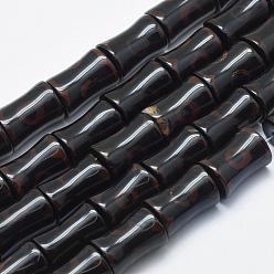 Черный Бусины дзи в тибетском стиле 3, природных бисера агат, окрашенная и подогревом, бамбук, чёрные, отверстие : 2~3 мм, около 15 шт / нитка, 12.7 дюйм ~ 13.1 дюйм (32.5~33.5 см)