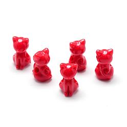 Red Opaque Acrylic Kitten Beads, Cat, Red, 14.5x8.5x9.5mm, Hole: 2.5mm, about 860pcs/500g