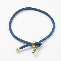 Bleu Marine Fabrication de bracelet en corde de coton torsadée, avec les accessoires en acier inoxydable, or, bleu marine, 9 pouces ~ 9-7/8 pouces (23~25 cm), 3mm