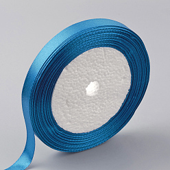 Dodger Blue Single Face Satin Ribbon, Polyester Ribbon, Dodger Blue, 1/4 inch(6mm), about 25yards/roll(22.86m/roll), 10rolls/group, 250yards/group(228.6m/group)