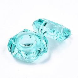 Turquoise Epoxy Resin European Beads, Large Hole Beads, Donut, Faceted, Turquoise, 13~14x5mm, Hole: 6mm