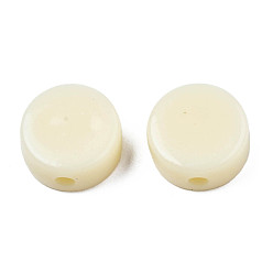 Jaune Clair Perles acryliques opaques, plat rond, jaune clair, 10x5mm, Trou: 1.8mm, environ1300 pcs / 500 g