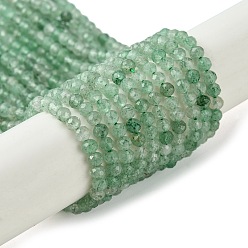 Quartz Fraise Brins de perles de quartz vert naturel, facette, ronde, 3mm, Trou: 0.7mm, Environ 124~126 pcs/chapelet, 15.43'' (39.2 cm)