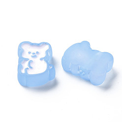 Aciano Azul Abalorios de acrílico transparentes, con esmalte, esmerilado, oso, azul aciano, 26.5x20x9 mm, agujero: 3 mm