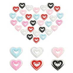 Mixed Color 30Pcs 6 Colors Acrylic Beads, Bead in Bead, Heart, Mixed Color, 19.5x23x6mm, Hole: 3mm, 5pcs/color