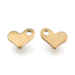 Oro Baño de iones (ip) 304 amuletos de corazón de acero inoxidable, extensor de cadena en forma de lágrima, dorado, 8.5x6.5x1 mm, agujero: 1.5 mm