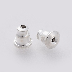 Plata 304 tuercas del oído de acero inoxidable, pendiente trasero, plata, 6x5 mm, agujero: 1.2 mm, apto para pasador de 0.6~0.7 mm