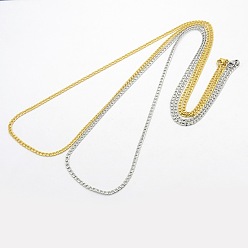 Mixed Color 304 Stainless Steel Curb Chain Necklaces, with Lobster Claw Clasps, Mixed Color, 29.5 inch(74.9cm)