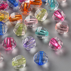 Couleur Mélangete Perles acryliques transparentes, ronde, facette, couleur mixte, 9.5x10x9mm, Trou: 2mm, environ1000 pcs / 500 g