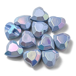 Azul Claro Cuentas de acrílico iridiscente arcoíris chapadas en uv, corazón, azul claro, 22x23x13 mm, agujero: 3.5 mm