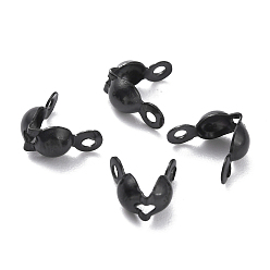 Electrophoresis Black 304 Stainless Steel Bead Tips, Calotte Ends, Clamshell Knot Cover, Electrophoresis Black, 6x3mm, Hole: 1mm