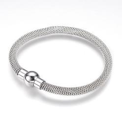 Stainless Steel Color 304 Stainless Steel Bracelets, with Magnetic Clasps, Stainless Steel Color, 7-1/2 inch(190mm)